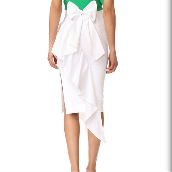 Milly cascade tie midi skirt in white size 0 - Picture 4 of 8
